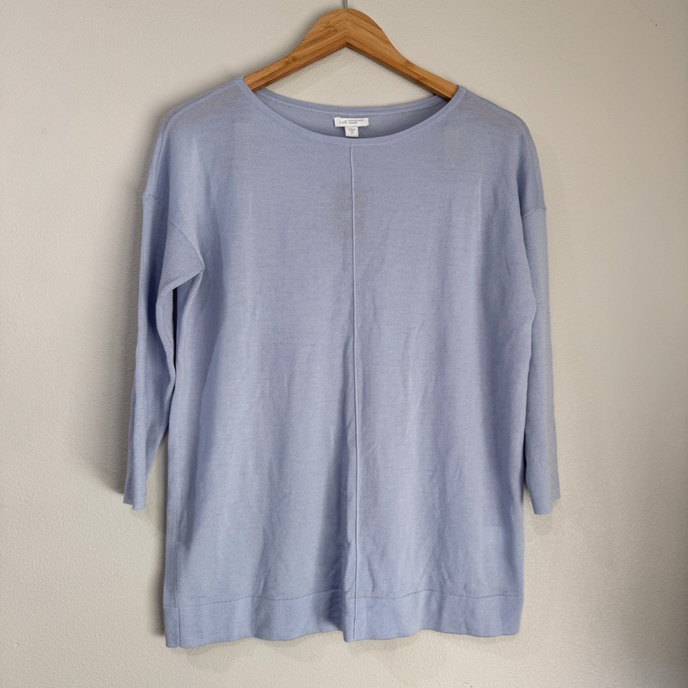 NWT J.Jill 100% Merino Wool Sweater XS Blue Lightweight Knit